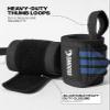 DMoose Weightlifting Wrist wrap 12 and 18 Inches Thumb Loops with Wrist Support for Workouts Powerlifting Wrist Straps for Weight Lifting Men and Women Blue Stripes view 4
