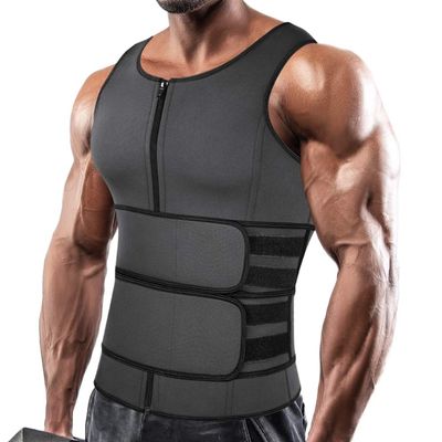 SHAPERIN Men Neoprene Sauna Waist Trainer Trimmer Vest with Adjustable Double Straps,Workout Compression Sauna Suit Sweat Vest