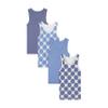 Buyless Fashion Boys Scoop Neck Tagless Undershirts Soft Cotton Blue Polka Dot Tank Top (4 Pack) - TW21-BD-1-2 view 3