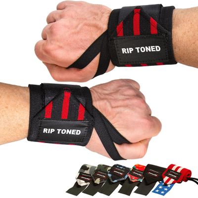 Rip Toned Wrist Wraps for Weightlifting USPA & USAPL Approved 18" Wrist Straps for Powerlifting Adjustable, Durable Gym Wraps with Thumb Loop Quality Support for Men & Women Red Flex