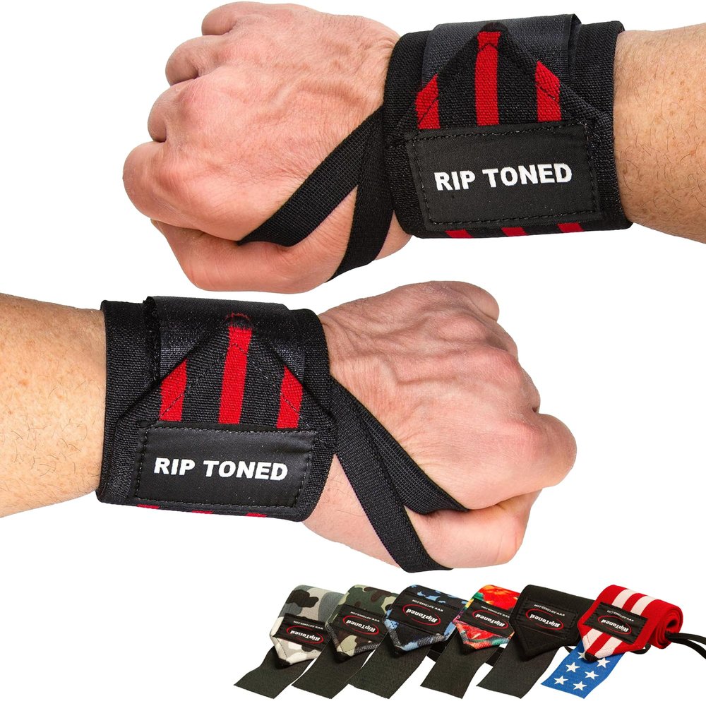 Rip Toned Wrist Wraps for Weightlifting USPA & USAPL Approved 18" Wrist Straps for Powerlifting Adjustable, Durable Gym Wraps with Thumb Loop Quality Support for Men & Women Red Flex