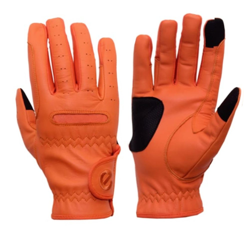 eGlove eQUEST GripPro Leather Touchscreen Horse Riding Gloves (Orange, X-Small)