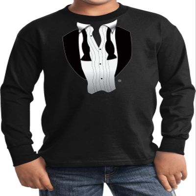 Buy Cool Shirts After Party Tuxedo Youth Long Sleeve Shirt (Large, Black)
