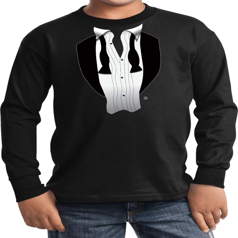 Buy Cool Shirts After Party Tuxedo Youth Long Sleeve Shirt (Large, Black)