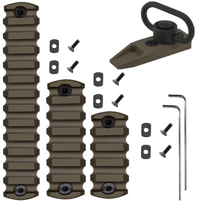 Gotical Combo of 4 Slots & 7 Slots M-Lock Rail Picatinny Rail Section Adapter Super Value Pack M-Lock with Set of Screws ML0K Picatinny Accessory Rail (TAN/FDE)