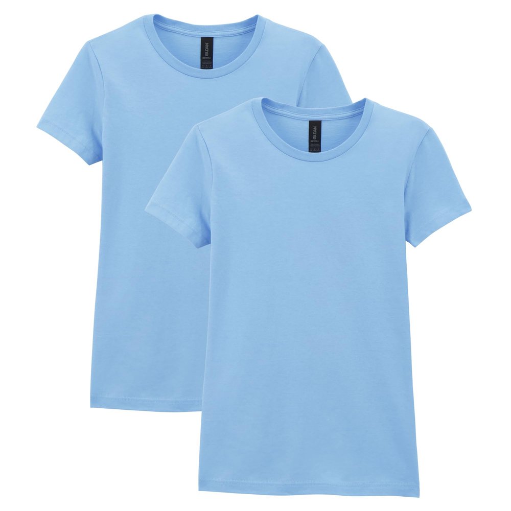 Gildan Women's Softstyle Cotton T-Shirt, Style G64000L, Multipack, Light Blue (2-Pack), 2X-Large