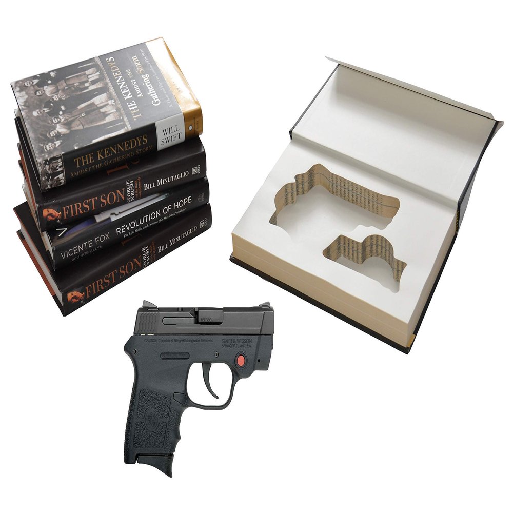 Gun Storage Book Safe Compatible with Smith & Wesson M&P Bodyguard 380 Handguns - Hollow Hidden Quick Access Box Case - Fits models with or without built-in Crimson Trace Laser