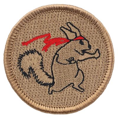 Ninja Squirrel Patrol Patch - 2" Diameter Round Embroidered Patch (Hook & Loop Fastener)