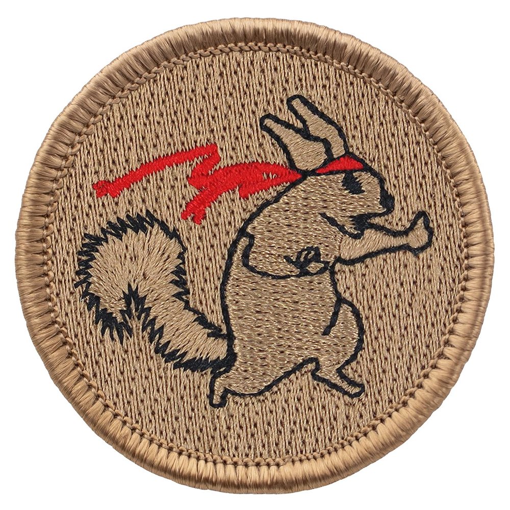 Ninja Squirrel Patrol Patch - 2" Diameter Round Embroidered Patch (Hook & Loop Fastener)
