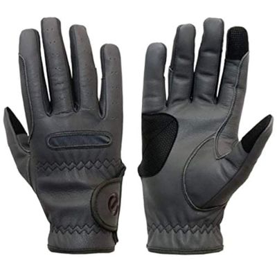 eGlove eQUEST GripPro Leather Touchscreen Horse Riding Gloves (Grey, X-Small)
