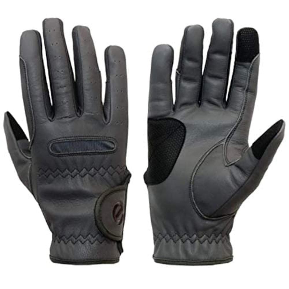 eGlove eQUEST GripPro Leather Touchscreen Horse Riding Gloves (Grey, X-Small)