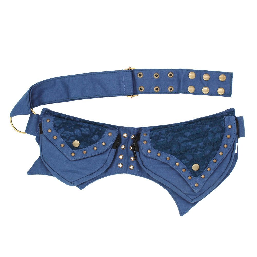 Practical Fannypack Cotton Waistbag Travel Utility Belt-Blue
