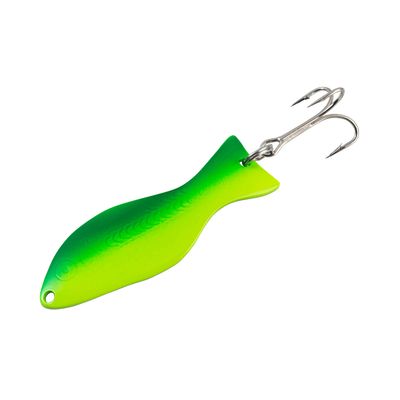AL's Goldfish Lure Company, G300 Goldfish Freshwater Fishing Spoon Lure with Treble Hook for Trout, Salmon, Bass, Walleye, Northern Pike and Muskie. 1/2 oz. 2-3/4", #2 Hook, Chartreuse Lime