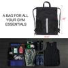 BeeGreen Drawstring Backpack Bag with Shoe Compartment, X-Large Black Gym Sports String Cinch Backpack, Athletic Sackpack with Front Inside Zipper Pockets view 2