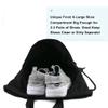 BeeGreen Drawstring Backpack Bag with Shoe Compartment, X-Large Black Gym Sports String Cinch Backpack, Athletic Sackpack with Front Inside Zipper Pockets view 3