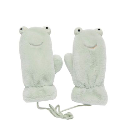 Winter Gloves Plus Velvet Thick Plush Cartoon Cute Children Baby Kindergarten Pupils to Keep Warm Mittens 5-8 Years Old (Color : Green)