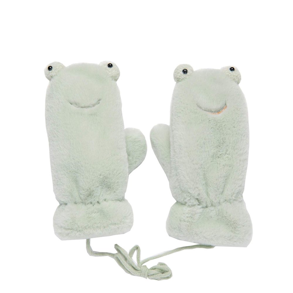 Winter Gloves Plus Velvet Thick Plush Cartoon Cute Children Baby Kindergarten Pupils to Keep Warm Mittens 5-8 Years Old (Color : Green)