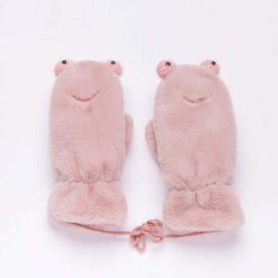 Winter Gloves Plus Velvet Thick Plush Cartoon Cute Children Baby Kindergarten Pupils to Keep Warm Mittens 5-8 Years Old (Color : Dark Pink)