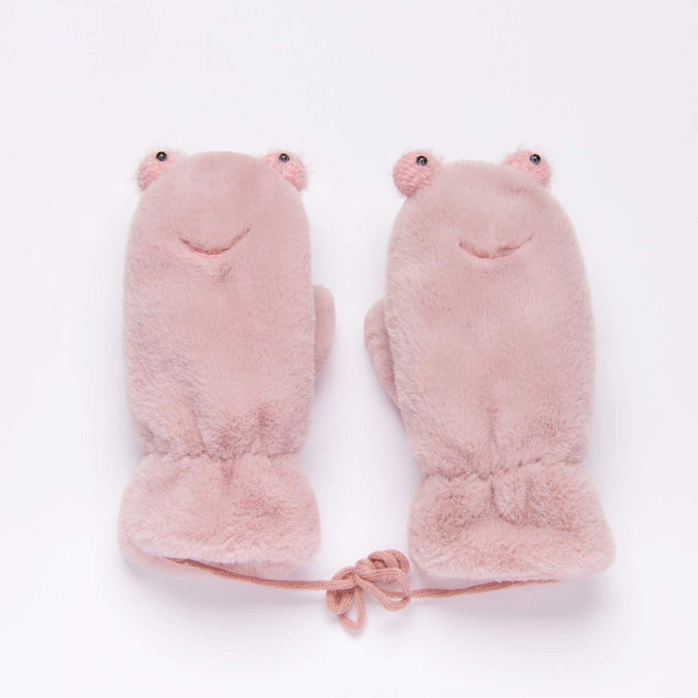 Winter Gloves Plus Velvet Thick Plush Cartoon Cute Children Baby Kindergarten Pupils to Keep Warm Mittens 5-8 Years Old (Color : Dark Pink)