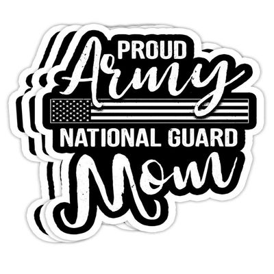 Military Mom - Army - Proud Army National Guard Mom Gift Decorations - 4x3 Vinyl Stickers, Laptop Decal, Water Bottle Sticker (Set of 3)