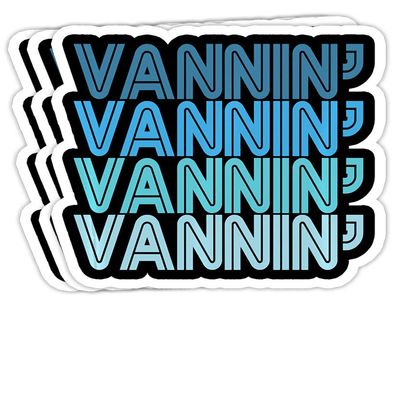 VANNIN Retro Blue Vanner Vanning Nation Van Lifestyle Gift Decorations - 4x3 Vinyl Stickers, Laptop Decal, Water Bottle Sticker (Set of 3)