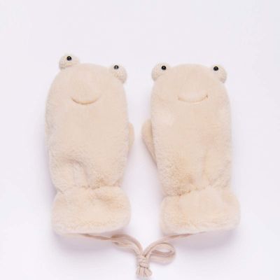 Winter Gloves Plus Velvet Thick Plush Cartoon Cute Children Baby Kindergarten Pupils to Keep Warm Mittens 5-8 Years Old (Color : White)