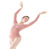 Daydance Pink Women Dance Leotards Long Sleeve Ballet Clothes Faux 2 Pieces view 2