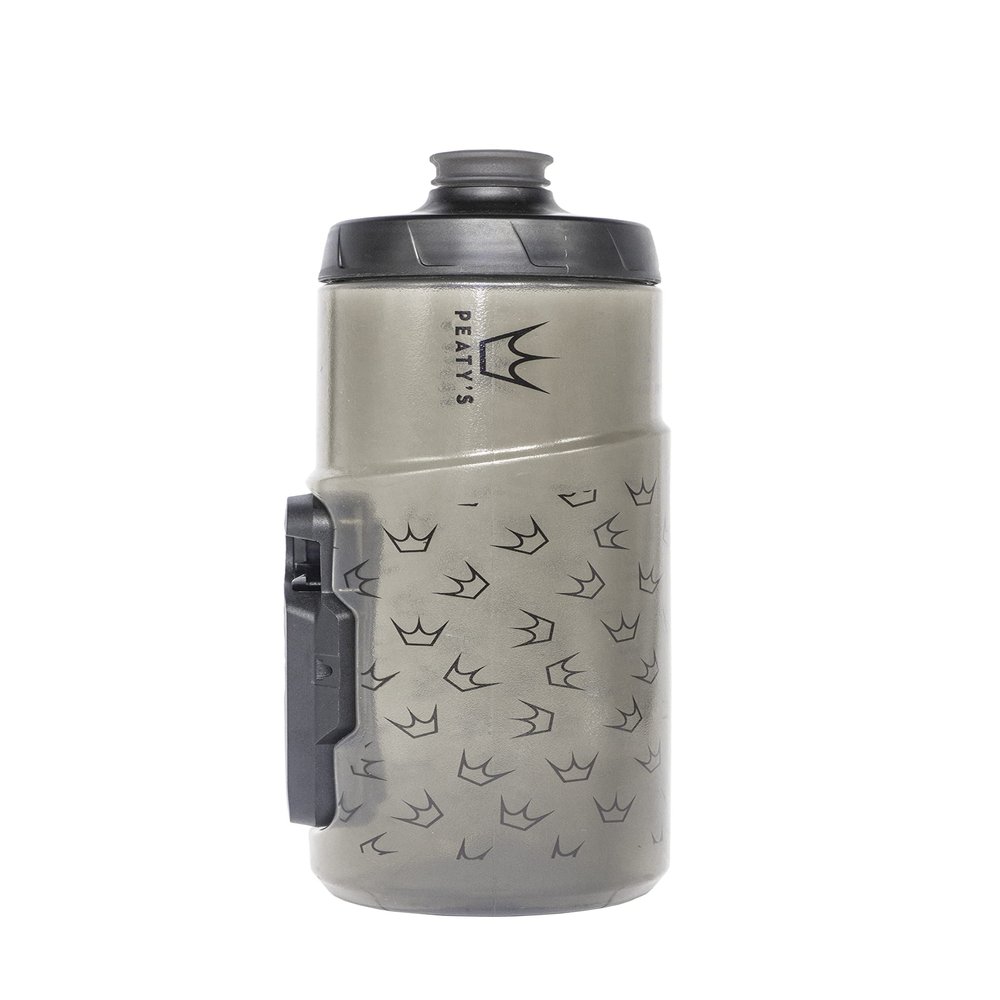 Peaty's Fidlock Lockin Magnetic Bike Water Bottle & Mount, Crown/Smoked, 600 ml/ 20 oz.