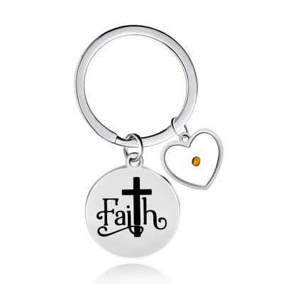 Uloveido Stainless Faith Cross Keychain with Heart Mustard Seed Charms Religious Christian Keyring for Men or Women Y1013