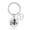Uloveido Stainless Faith Cross Keychain with Heart Mustard Seed Charms Religious Christian Keyring for Men or Women Y1013 view 1
