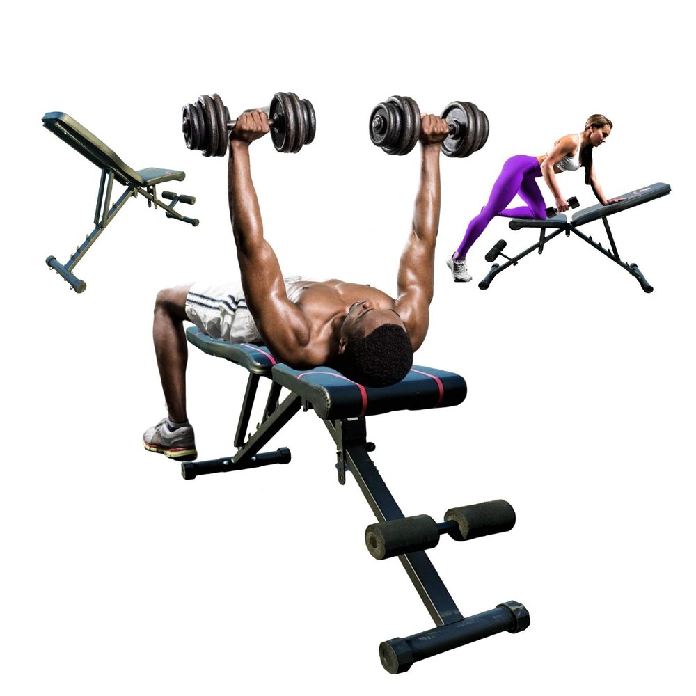 Athletic Bar XL Adjustable Bench, Utility Weight Professional Class Bench Full Body Workout- Multi-Purpose Foldable Incline / Decline Bench ( Black )