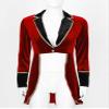 Hansber Women's Halloween Velvet Steampunk Tailcoat Cosplay Costume Circus Ringmaster Blazer Jacket Carnival Dress Up Red Large view 3