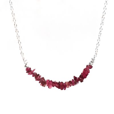 Gempires Natural Red Garnet Crystal Necklace January Birthstone Gemstone Jewelry Hypoallergenic 18 Inch Silver Plated Handmade Dainty Necklaces For Women