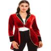 YONGHS Women's Velvet Tailcoat Circus Ringmaster Costume Steampunk Swallow-Tailed Blazer Jacket Coat Red X-Large view 1