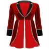 YONGHS Women's Velvet Tailcoat Circus Ringmaster Costume Steampunk Swallow-Tailed Blazer Jacket Coat Red X-Large view 4