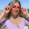 Laurinny Rimless Rectangle Sunglasses for Women Fashion 90s Frameless Square Pink Tinted Sun Glasses view 3