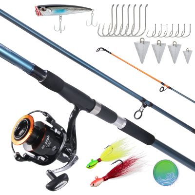 Dr.Fish Surf Fishing Rod and Reel Combo, Saltwater Fishing Gear Set, 12ft Surf Rod 9000 Spinning Reel 9+1 BB, Offshore Spinning Pole Kit Equipment Set Striper Pompano Flounder