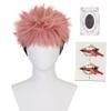 Anime Yuji Itadori Wig and Tattoo Sticker Cosplay Hair Wig Cap Pink Mixed Black Short Curly Party Halloween Props Accessory for adult view 1