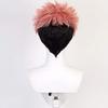 Anime Yuji Itadori Wig and Tattoo Sticker Cosplay Hair Wig Cap Pink Mixed Black Short Curly Party Halloween Props Accessory for adult view 4