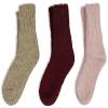 BomKinta Women Winter Solid Socks Thick Warm Wool Socks Cozy Crew Socks for Women Christmas Gift (3 Pairs) view 3