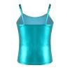 Agoky Girls Shiny Metallic Ballet Dance Tank Tops Sleeveless Jazz Hip Hop Dance Tops Latin Dance Costume Ballerina Dancewear Lake Blue 8 Years view 2