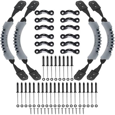 HLOGREE Kayak Carry Handle, 4 Pcs Kayak Accessory Canoe Boat Side Mount Carry Handle Rubber Handles Replacement Hardware Kit for Ocean, Lifetime, Pescador, Emotion Kayaks Suitcase Luggage Gray