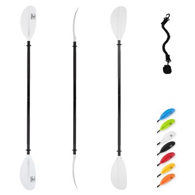 OCEANBROAD Kayak Paddle 90.5in/230cm Alloy Shaft Kayaking Boating Canoeing Oar with Paddle Leash 1 Paddle, White