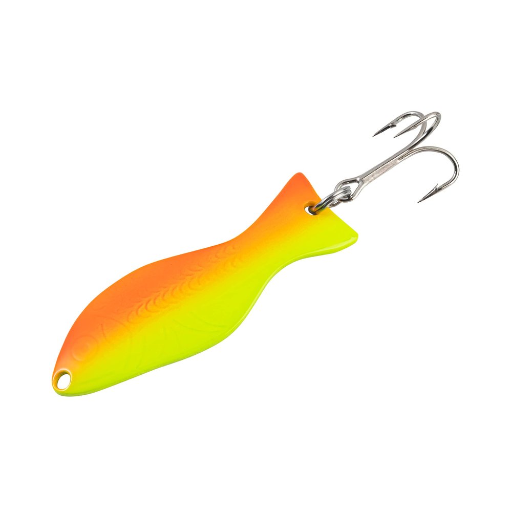 AL's Goldfish Lure Company, G300 Goldfish Freshwater Fishing Spoon Lure with Treble Hook for Trout, Salmon, Bass, Walleye, Northern Pike and Muskie. 1/2 oz. 2-3/4", #2 Hook, Chartreuse Orange