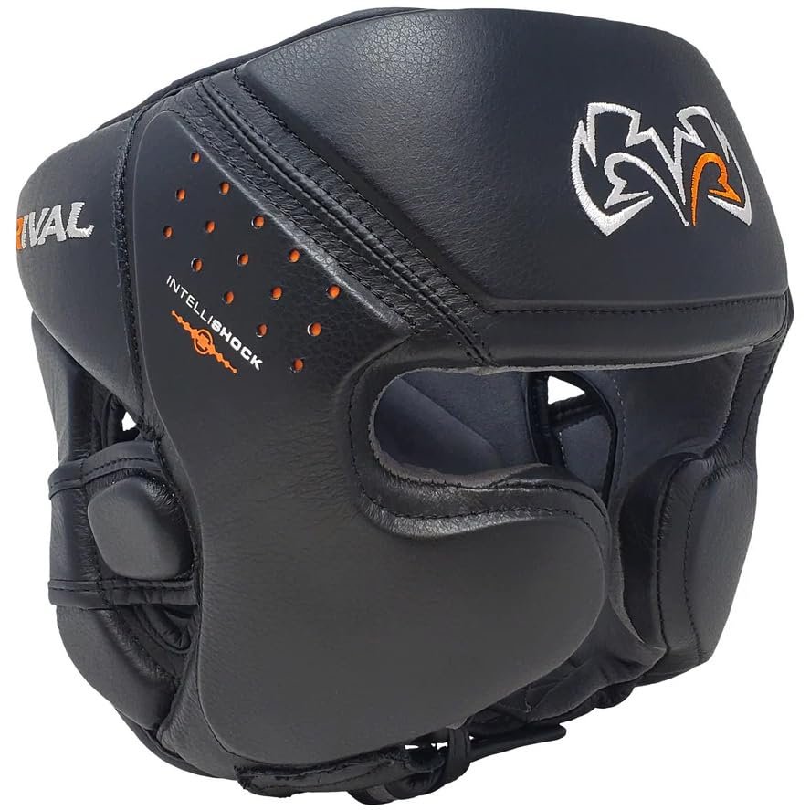 RIVAL Boxing RHG10 Intelli-Shock Headgear, D3O Front and Side Padding, Hook and Loop Back Adjustment with Lace on Top, and Anatomical Rear Head Pad Every Time