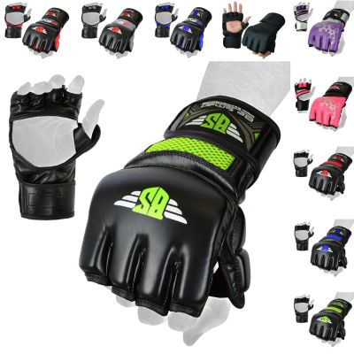 MMA Glove, Kickboxing Gloves, Sparring Gloves, Training Equipment, Fighting Glove for Mixed Martial-Arts, Adults Men & Women by BeSmart (Green Mesh, Small)