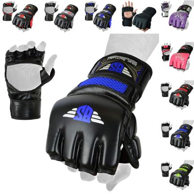 MMA Glove, Kickboxing Gloves, Sparring Gloves, Training Equipment, Fighting Glove for Mixed Martial-Arts, Adults Men & Women by BeSmart (Blue Mesh, Small)