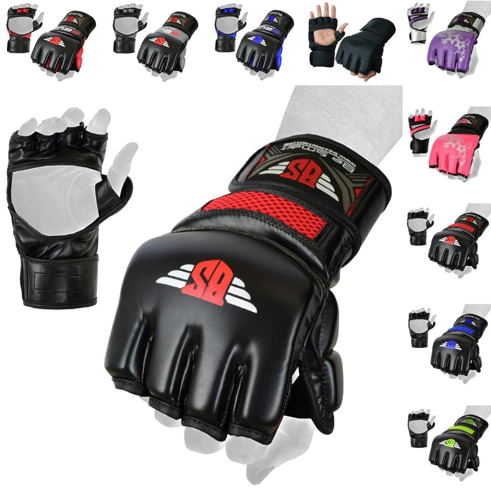 MMA Glove, Kickboxing Gloves, Sparring Gloves, Training Equipment, Fighting Glove for Mixed Martial-Arts, Adults Men & Women by BeSmart (Red Mesh, Small)