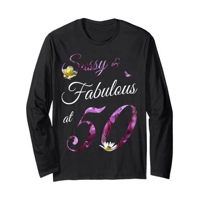 50 Year Old Sassy & Fabulous Floral 1975 50th Birthday Gift Long Sleeve T-Shirt