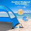 MIRUS Beach Tent, 2-3 Person Sun Shade Shelter with UPF50+ Protection Extended Floor & 3 Ventilating Roll Up Windows Carrying Bag Stakes and Tiedown Strings, Sky Blue view 2